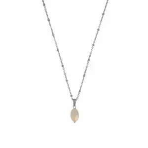 Rozenkwarts Facet ketting - zilver