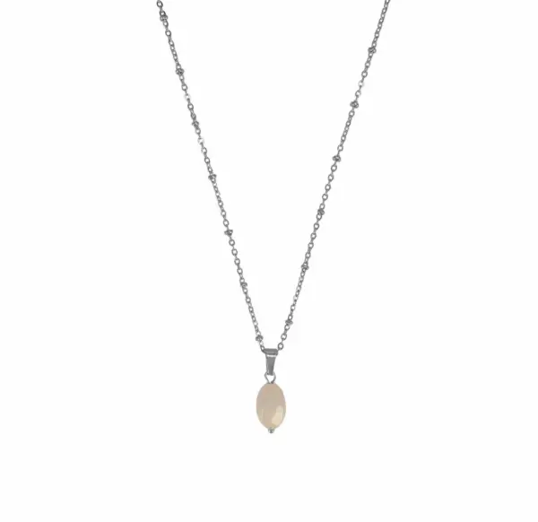 Rozenkwarts Facet ketting - zilver