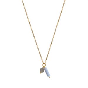 Aquamarijn & Agaat ketting - goud