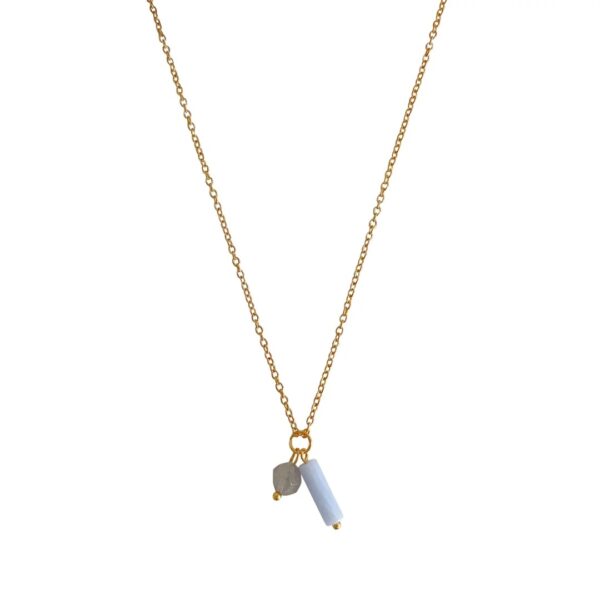 Aquamarijn & Agaat ketting - goud