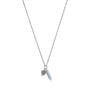 Aquamarijn & Agaat ketting - zilver