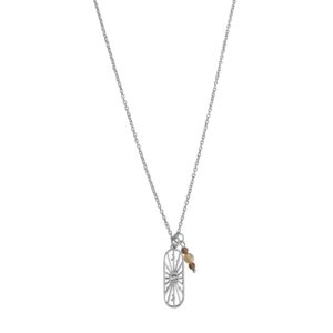 Alziend Oog Rookkwarts & Citrien ketting - zilver
