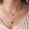 Tijgeroog ring ketting - goud