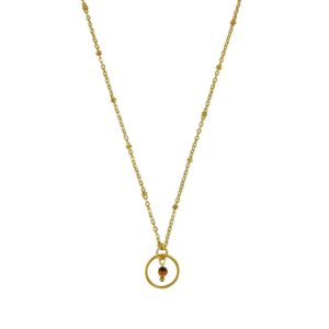Tijgeroog ring ketting - goud