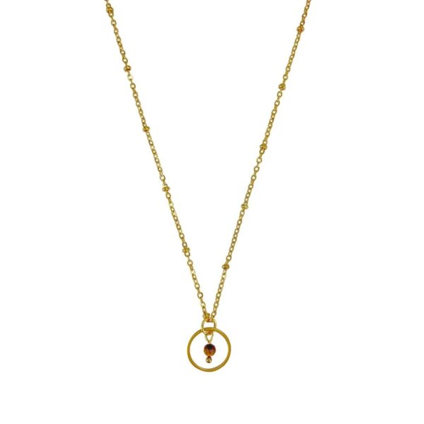 Tijgeroog ring ketting - goud
