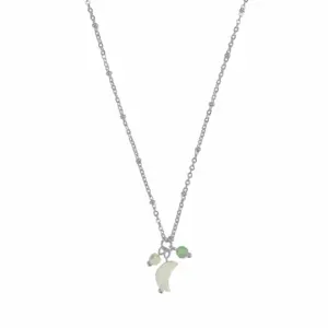 Schelp maantje & Aventurijn ketting - zilver